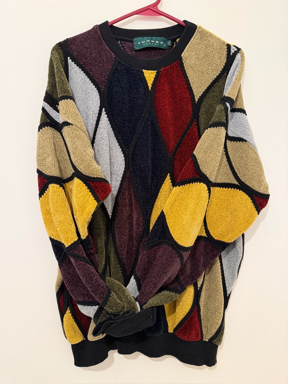 Vintage Tundra sweater vibrant mosaic pattern - M/L
